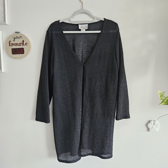 Vintage Black Sheer Knit Cardigan - Picture 1 of 6
